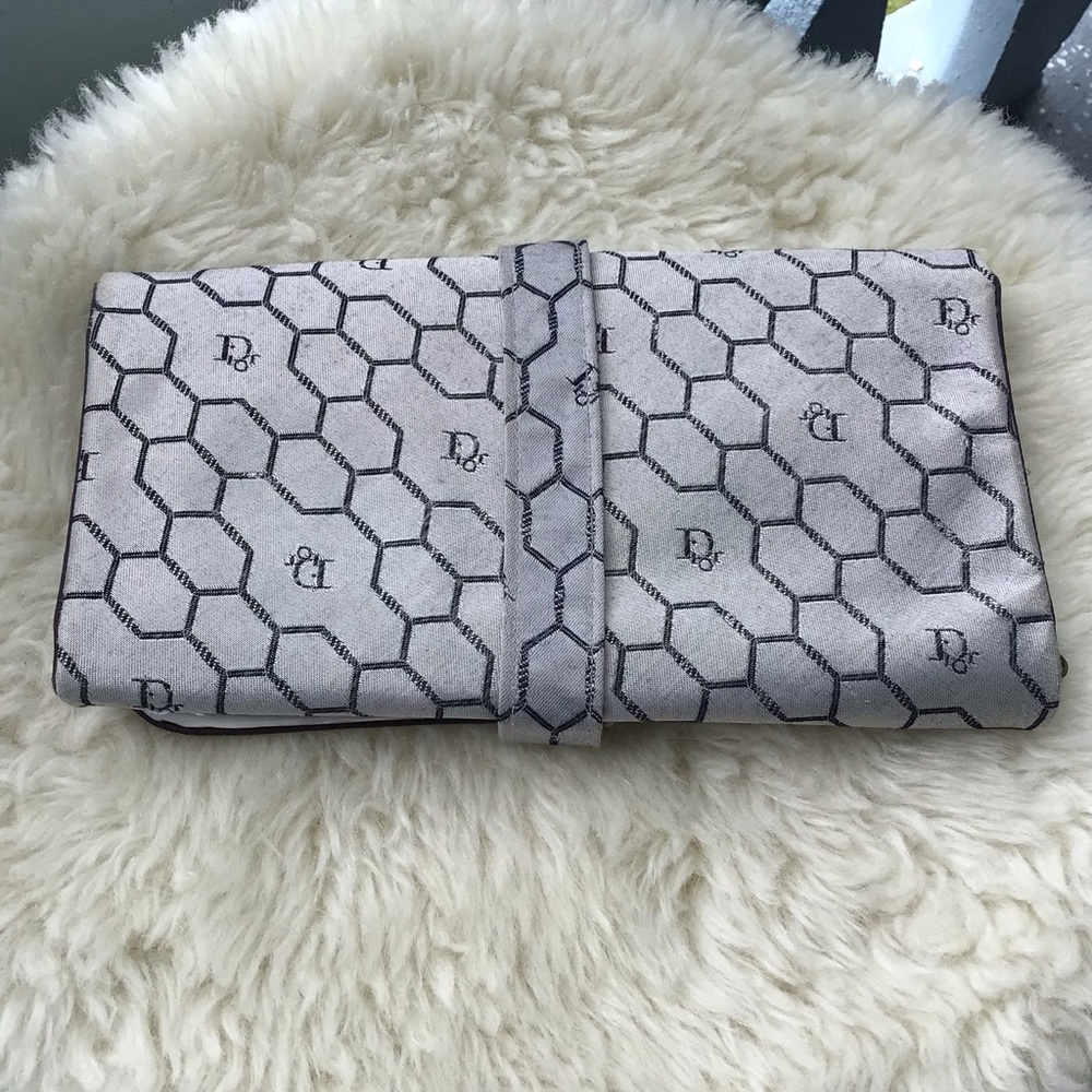 Christian Dior Sacs de Beaute Jacquard Silk Honeycomb Foldover Travel Bag - Picture 3 of 10
